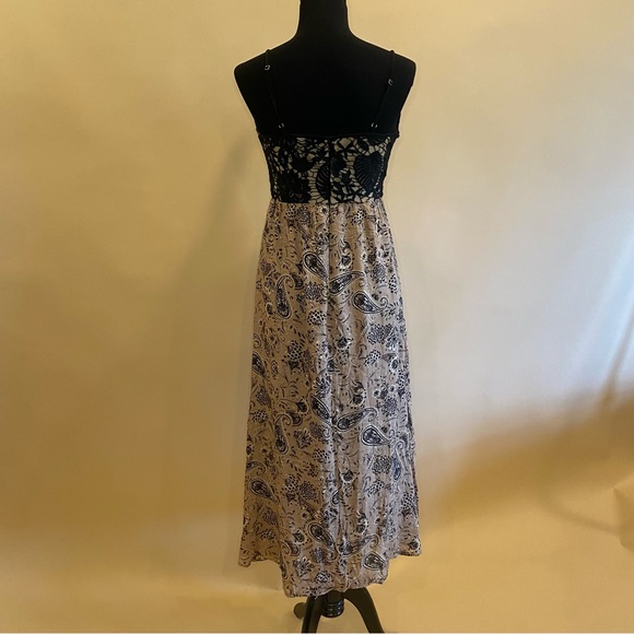 Soieblu Black Nude Floral Lace Paisley Sleeveless Maxi Dress Size S - Picture 5 of 9